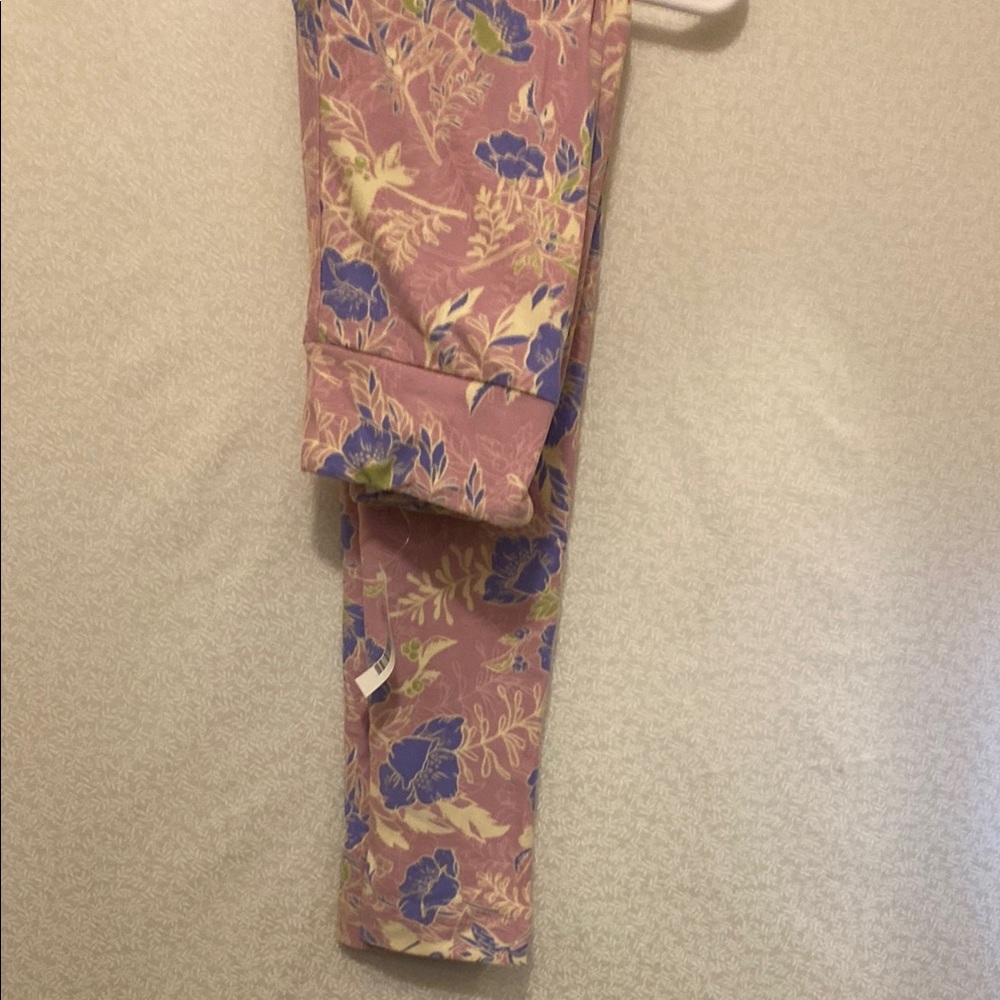 LuLaRoe Pink and Blue Floral Leggings